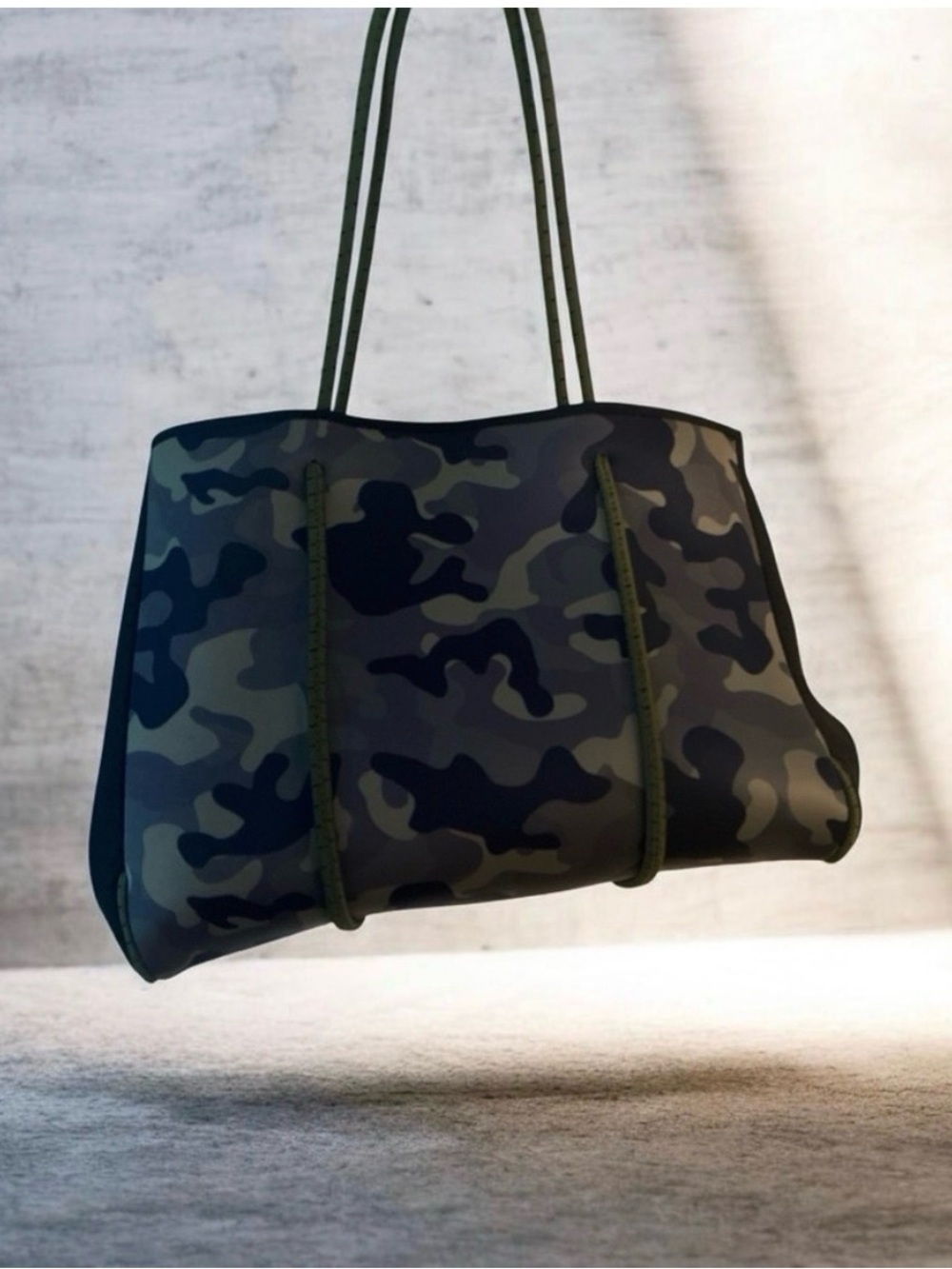 Mud Pie Olive Green Camouflage Neoprene Tote